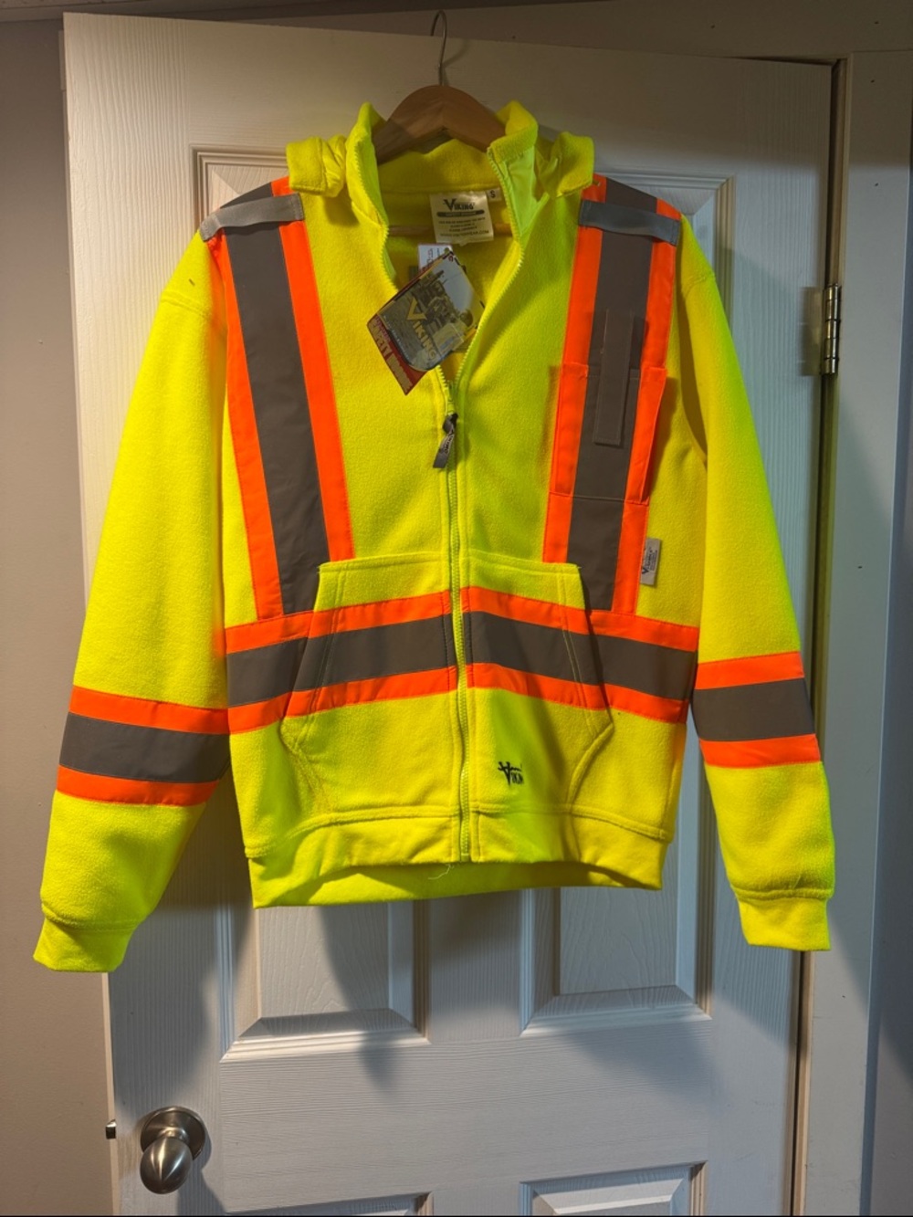 High-Vis Yellow Adult Zip Hoodie with Reflective Stripes